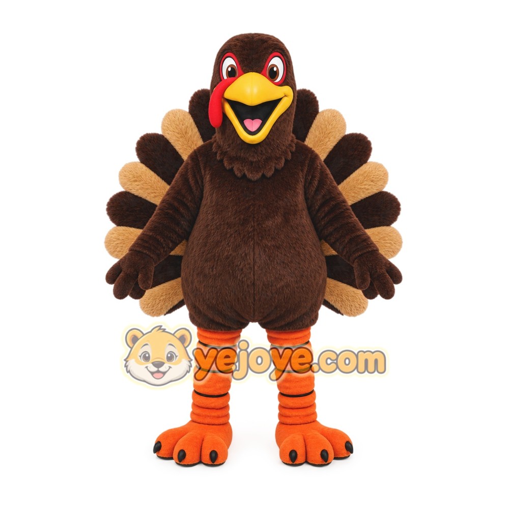 Brown Turkey Mascot Costume with Custom Logo