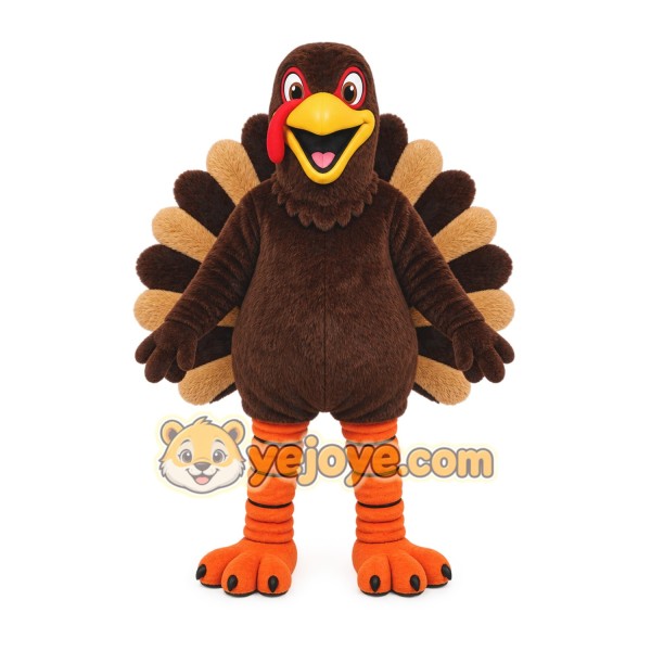 Brown Turkey Mascot Costume with Custom Logo