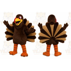 Brown Turkey Mascot Costume with Custom Logo