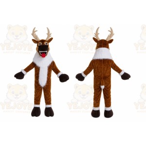 Brown Reindeer Mascot Costume with Custom Logo