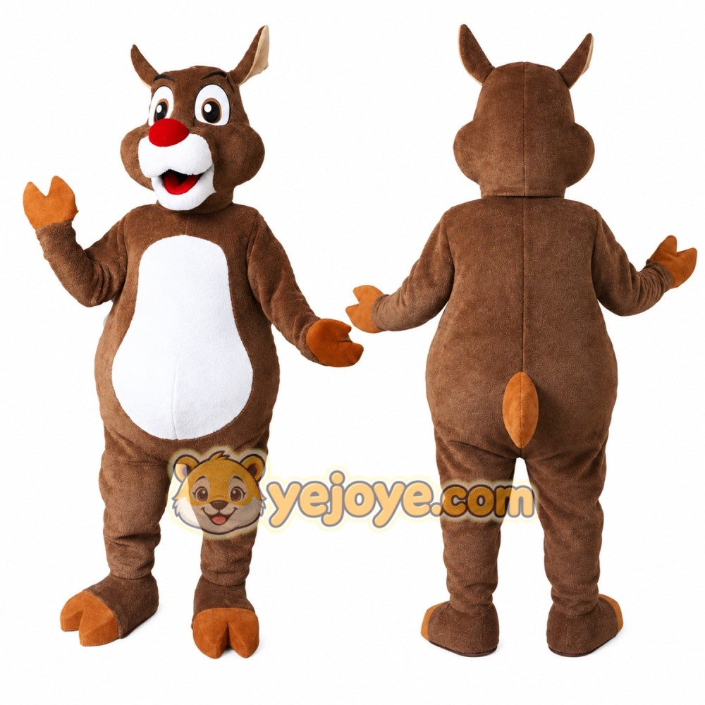 Brown Reindeer Mascot Costume with Custom Logo Brown Reindeer Mascot Costume with Custom Logo