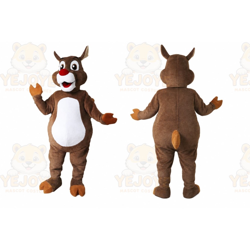 Brown Reindeer Mascot Costume with Custom Logo