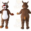 Brown Reindeer Mascot Costume with Custom Logo