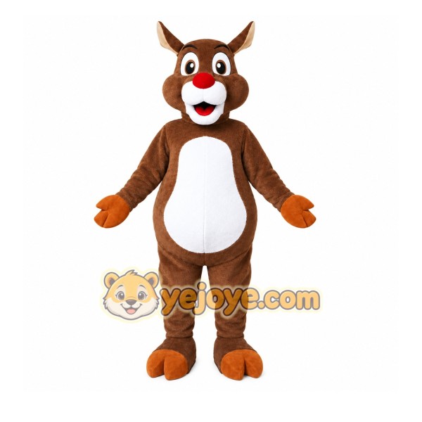 Brown Reindeer Mascot Costume with Custom Logo