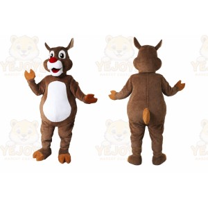 Brown Reindeer Mascot Costume with Custom Logo