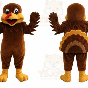 Brown Bird Mascot Costume with Custom Logo