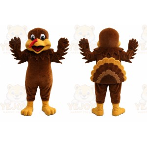 Brown Bird Mascot Costume with Custom Logo