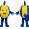 Yellow Fish Mascot Costume with Custom Logo