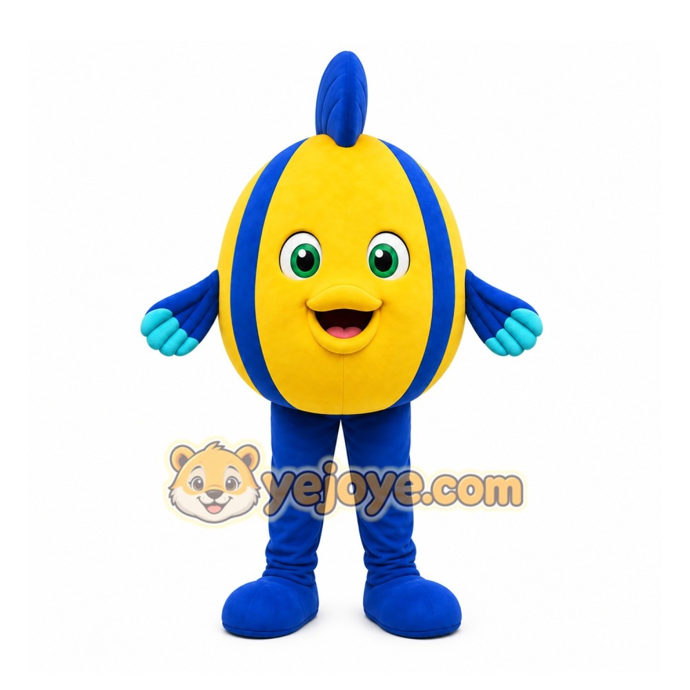 Yellow Fish Mascot Costume with Custom Logo Yellow Fish Mascot Costume with Custom Logo