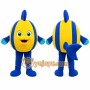 Yellow Fish Mascot Costume with Custom Logo