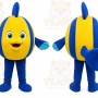 Yellow Fish Mascot Costume with Custom Logo