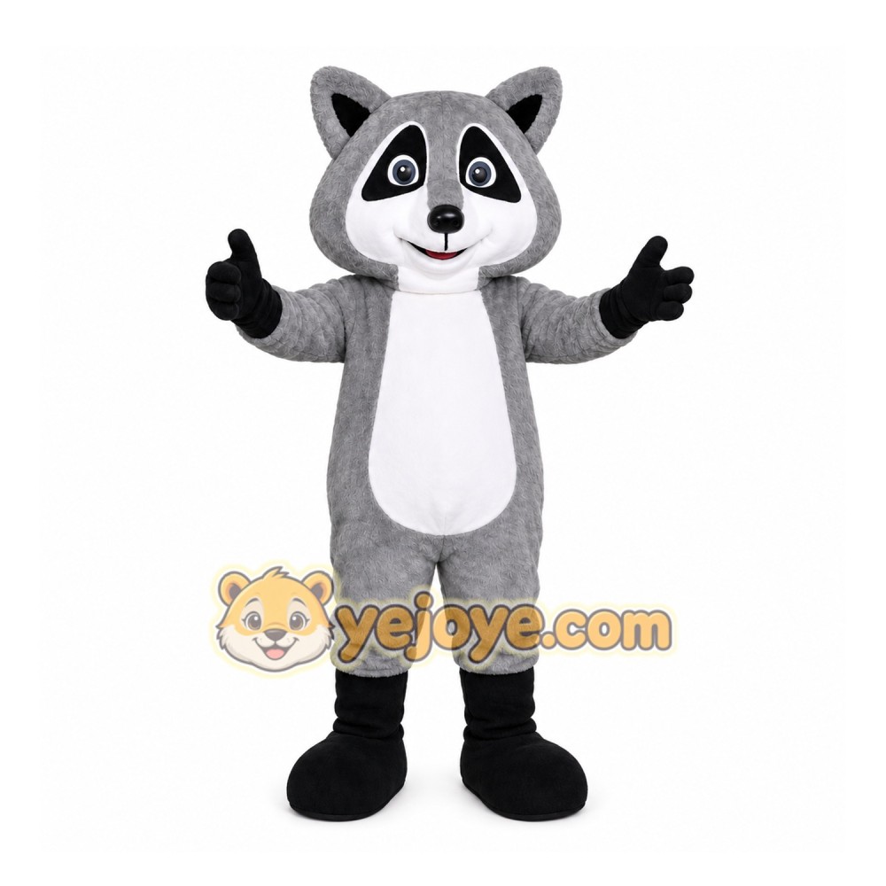 Gray Raccoon Mascot Costume with Custom Logo Gray Raccoon Mascot Costume with Custom Logo