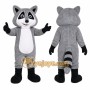 Gray Raccoon Mascot Costume with Custom Logo