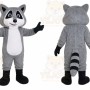 Gray Raccoon Mascot Costume with Custom Logo