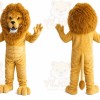 Yellow Lion Mascot Costume with Custom Logo