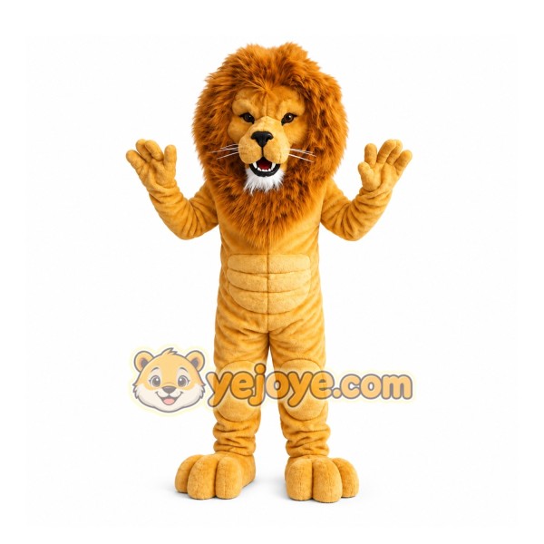 Yellow Lion Mascot Costume with Custom Logo