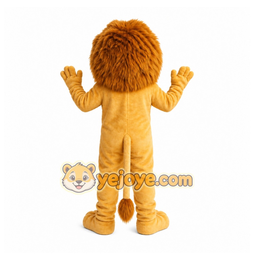 Yellow Lion Mascot Costume with Custom Logo