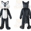 Gray Wolf Mascot Costume with Custom Logo