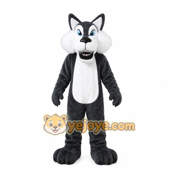 Gray Wolf Mascot Costume with Custom Logo Gray Wolf Mascot Costume with Custom Logo