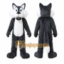Gray Wolf Mascot Costume with Custom Logo