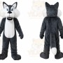 Gray Wolf Mascot Costume with Custom Logo