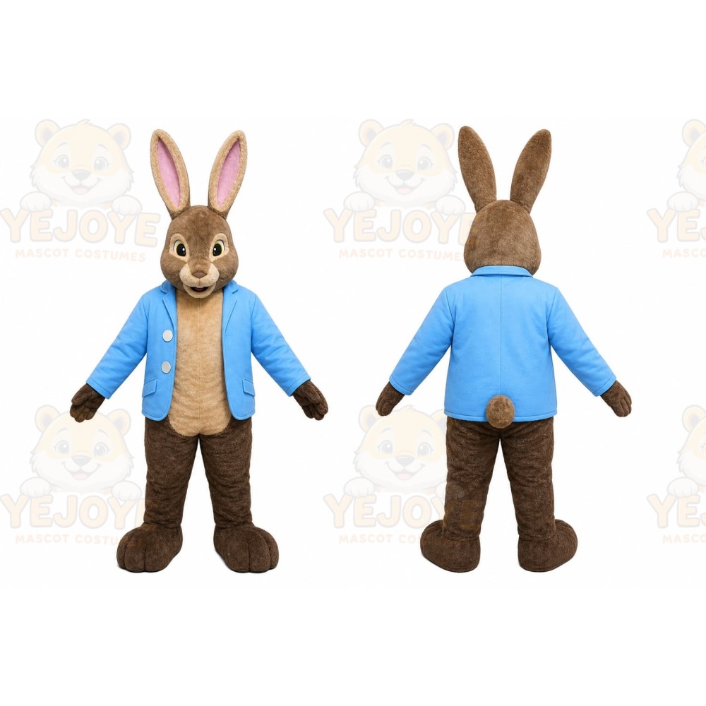 Brown Rabbit Mascot Costume with Custom Logo