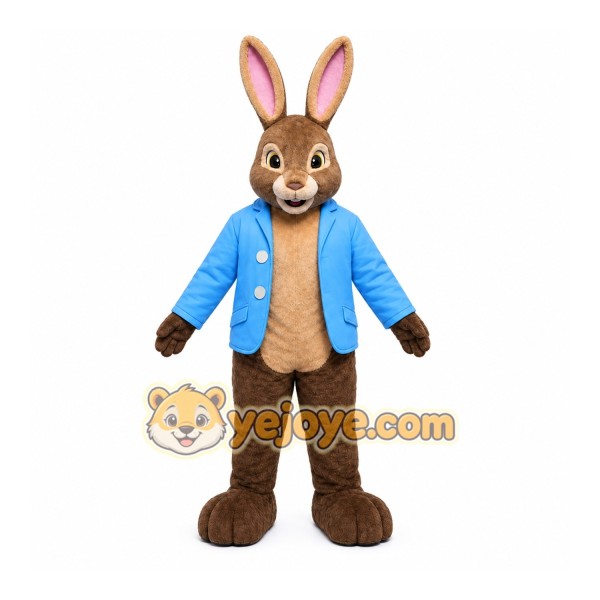 Brown Rabbit Mascot Costume with Custom Logo Brown Rabbit Mascot Costume with Custom Logo
