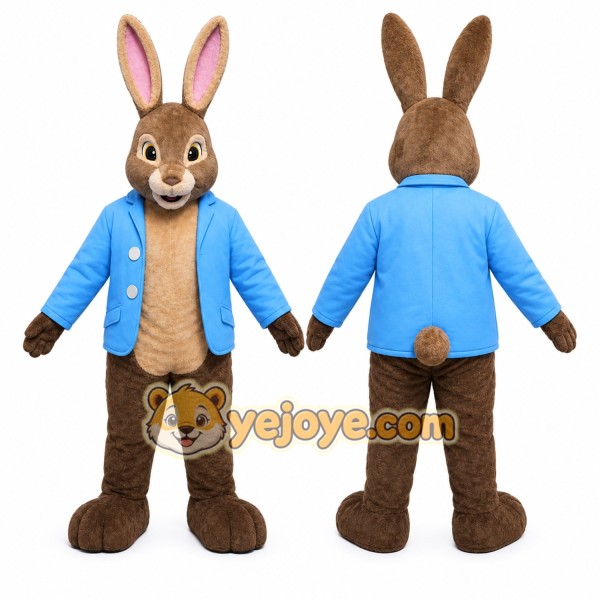 Brown Rabbit Mascot Costume with Custom Logo