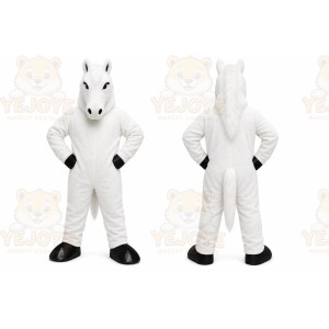 White Horse Mascot Costume with Custom Logo