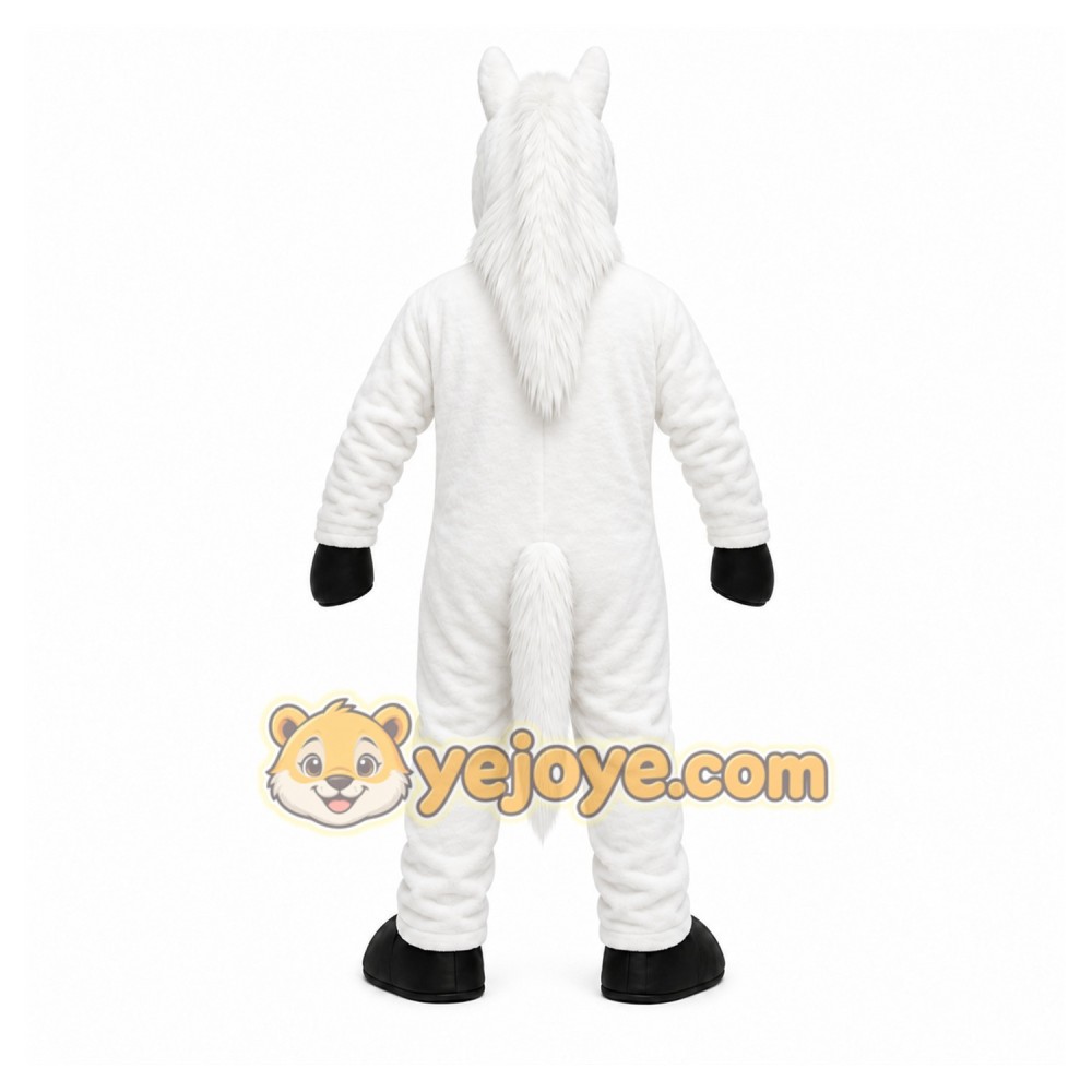 White Horse Mascot Costume with Custom Logo White Horse Mascot Costume with Custom Logo