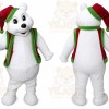 White Bear Mascot Costume with Custom Logo
