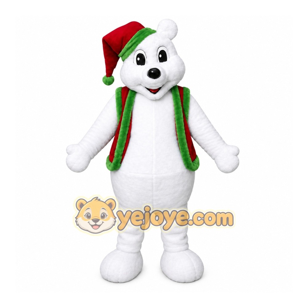 White Bear Mascot Costume with Custom Logo White Bear Mascot Costume with Custom Logo