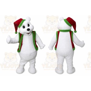 White Bear Mascot Costume with Custom Logo