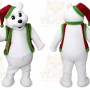 White Bear Mascot Costume with Custom Logo