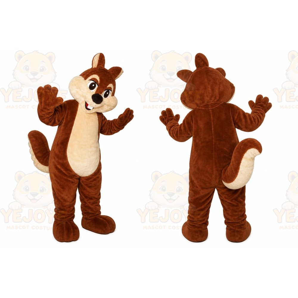 Brown Squirrel Mascot Costume with Custom Logo