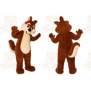 Brown Squirrel Mascot Costume with Custom Logo