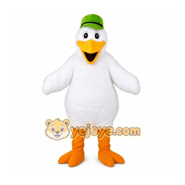 White Bird Mascot Costume with Custom Logo