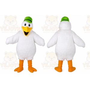 White Bird Mascot Costume with Custom Logo