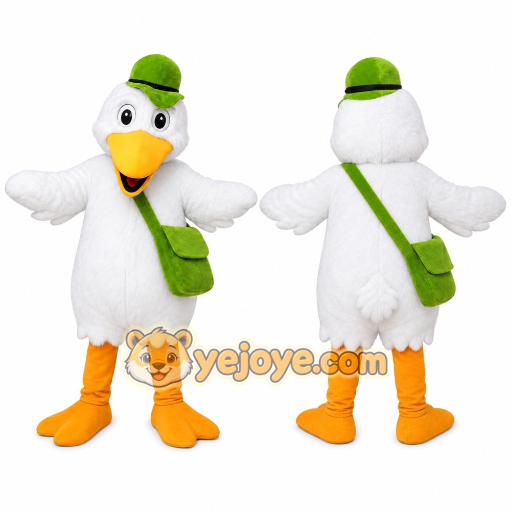 White Bird Mascot Costume with Custom Logo White Bird Mascot Costume with Custom Logo
