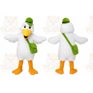 White Bird Mascot Costume with Custom Logo