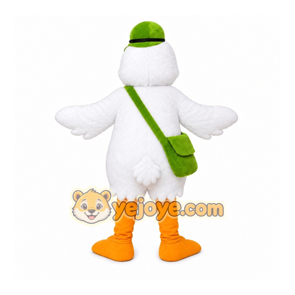 White Bird Mascot Costume with Custom Logo White Bird Mascot Costume with Custom Logo