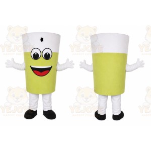 Green Cup Mascot Costume with Custom Logo