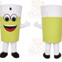 Green Cup Mascot Costume with Custom Logo