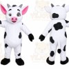 White Cow Mascot Costume with Custom Logo