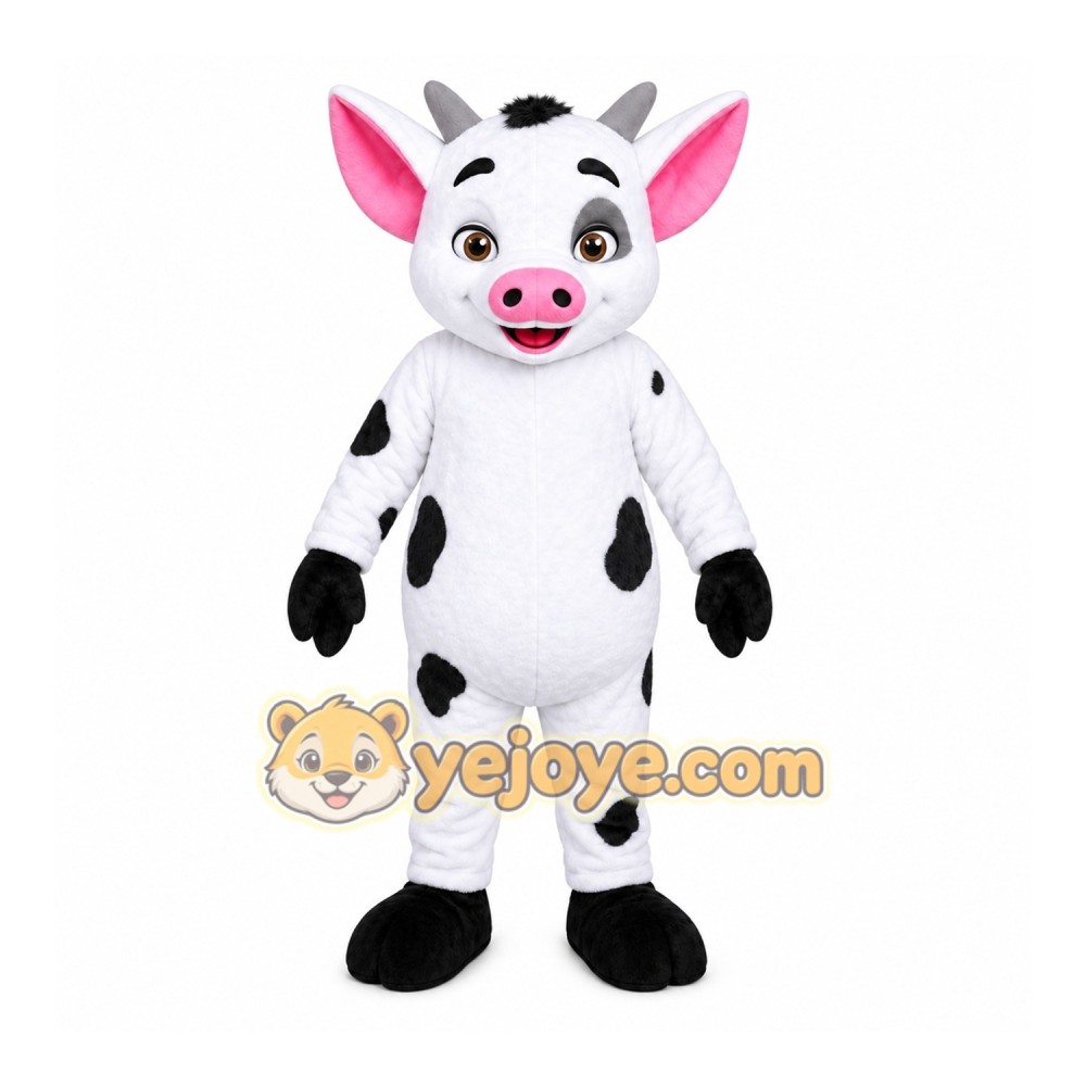 White Cow Mascot Costume with Custom Logo White Cow Mascot Costume with Custom Logo