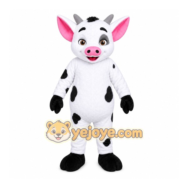 White Cow Mascot Costume with Custom Logo White Cow Mascot Costume with Custom Logo