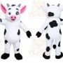 White Cow Mascot Costume with Custom Logo