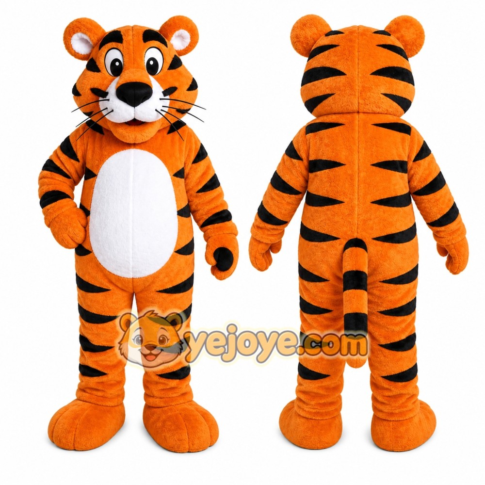 Orange Tiger Mascot Costume with Custom Logo Orange Tiger Mascot Costume with Custom Logo