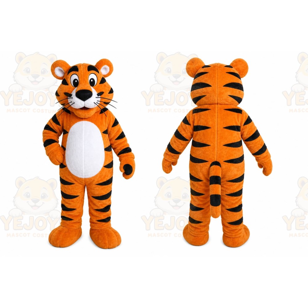 Orange Tiger Mascot Costume with Custom Logo