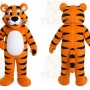 Orange Tiger Mascot Costume with Custom Logo
